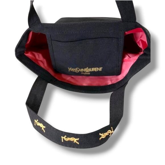 Black Canvas YSL Tote Bag Gold Embroidery Logo - Picture 5 of 5